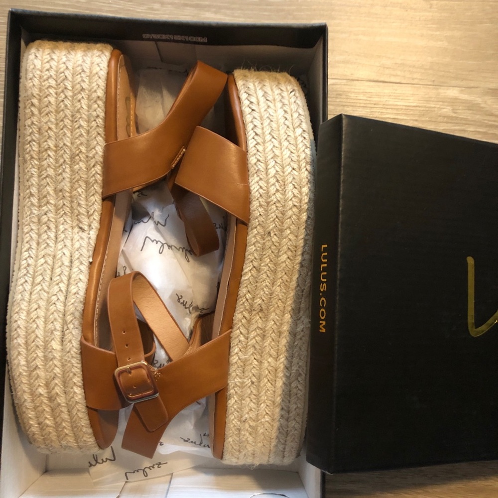 LULUS tan platform sandals